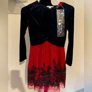 Knit Works Babydoll Dress with Popover Top and Necklace